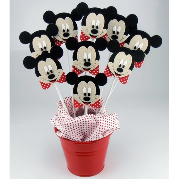 Mickey Mouse Keçe Çubuklu - Kırmızı - 6 Adet