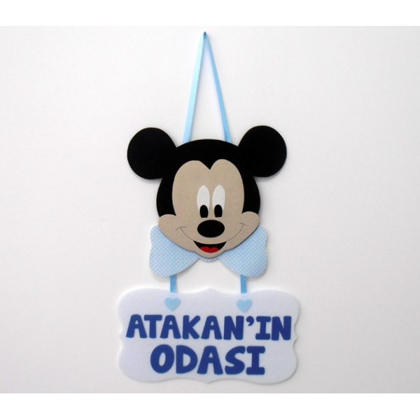 Mickey Mouse Keçe Kapı Süsü - Mavi