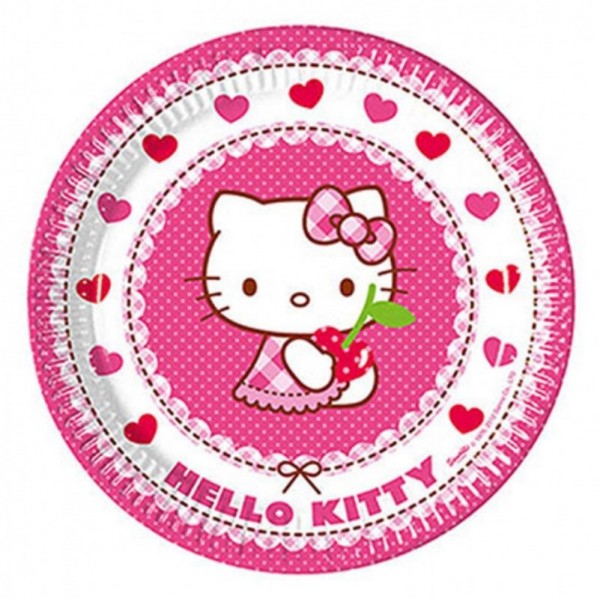 Hello Kitty Karton Tabak - 23 cm - 8 Adet